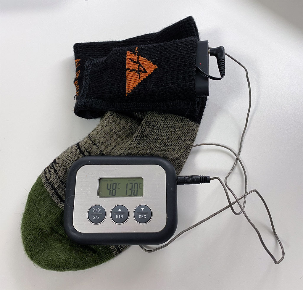 Leerlauftemperatur gemessen: Alpenheat - beheizte Socken nicht nur für Motorradfahrer