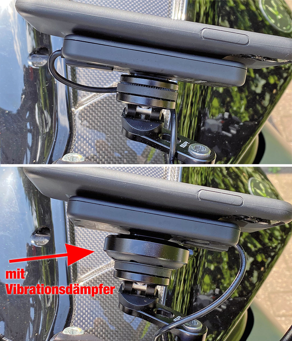 Vergleich - SP Connect Halterung mit und ohne Anti Vibration Module 